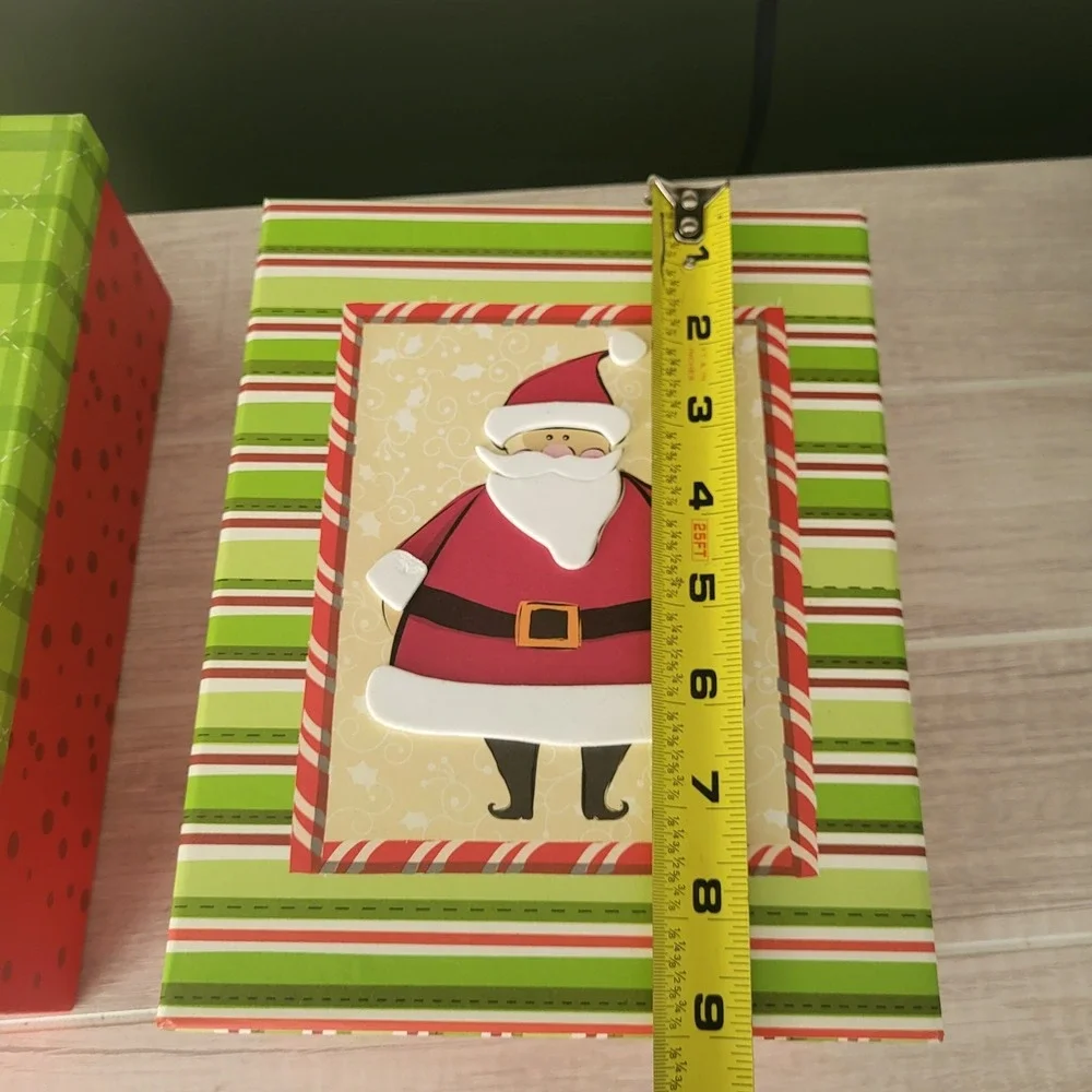 2 Christmas Gift Giving Decorative 3D Boxes Sturdy Holidays